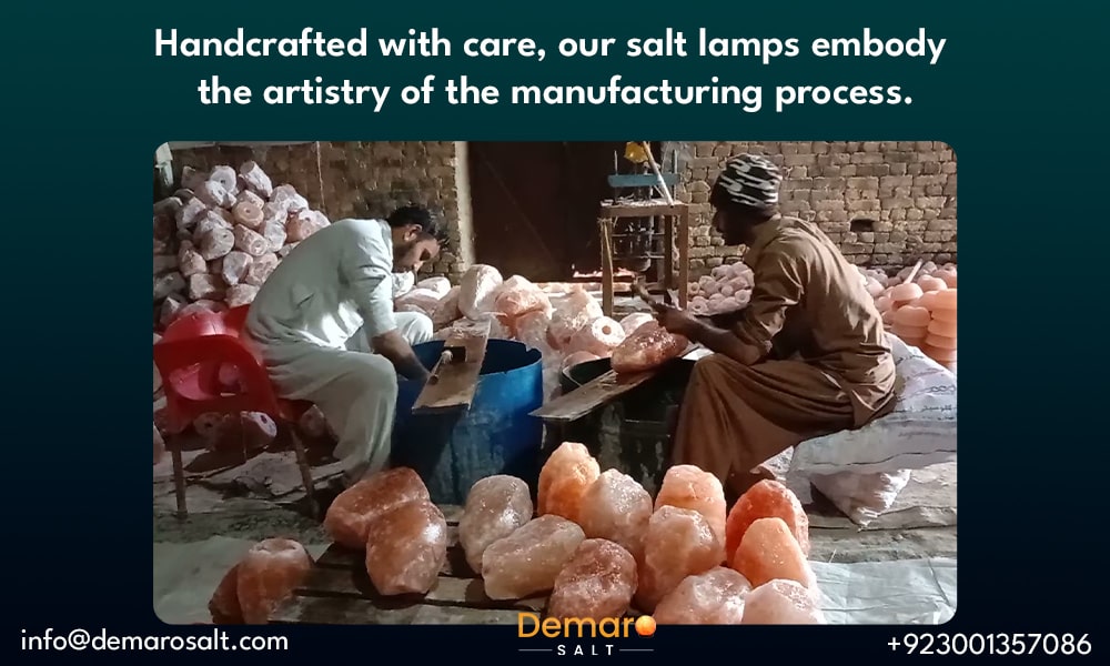 Salt Lamp Manufacturing Process: Skilled artisan handcrafting a Himalayan salt lamp.