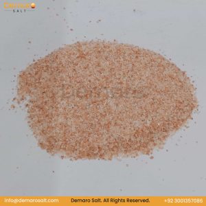 Pile of Dark Pink Himalayan salt Coarse with Demaro Salt Logo