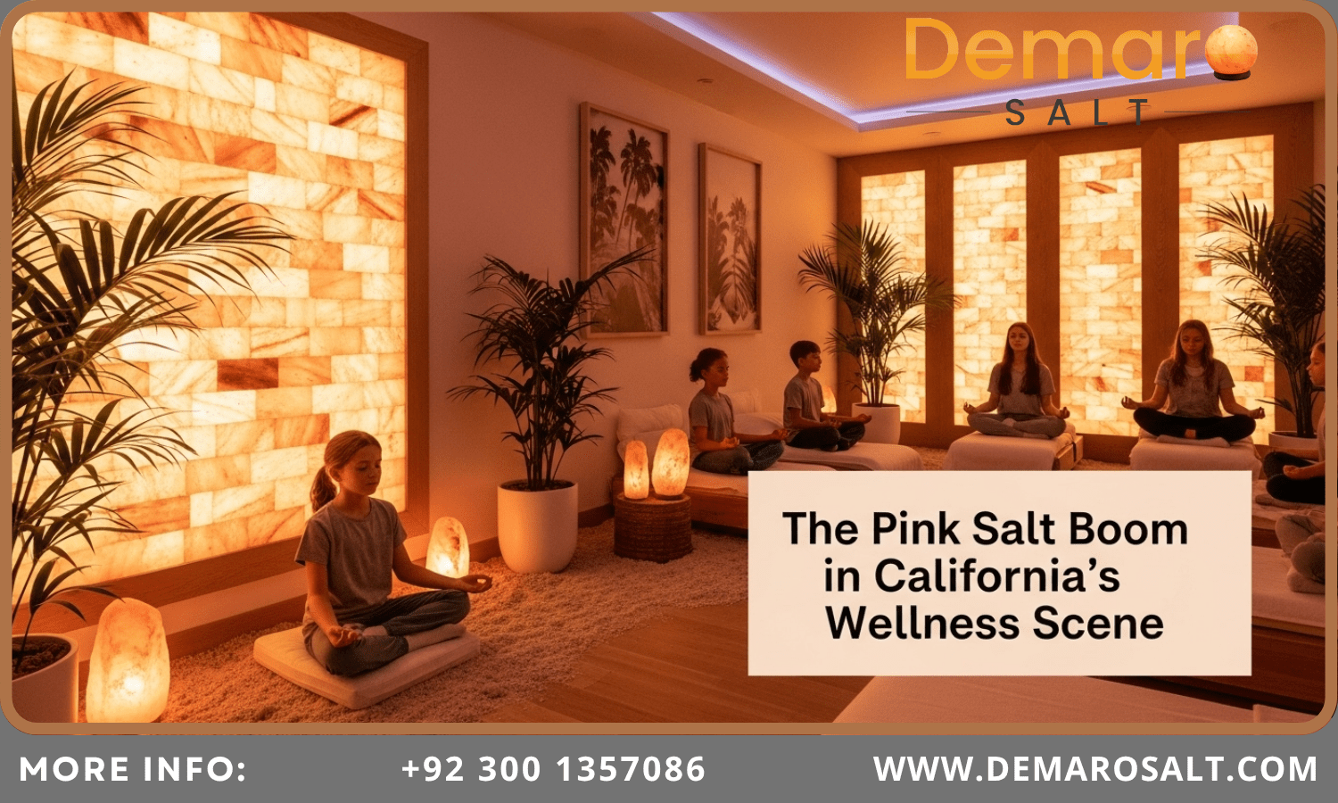 Woman relaxing in a California wellness spa with Himalayan pink salt wall