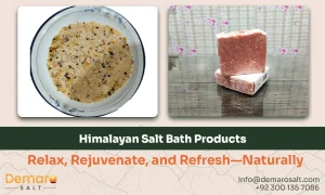 Himalayan salt bath products including bath salts, soap bars, and spa essentials for natural relaxation and skincare