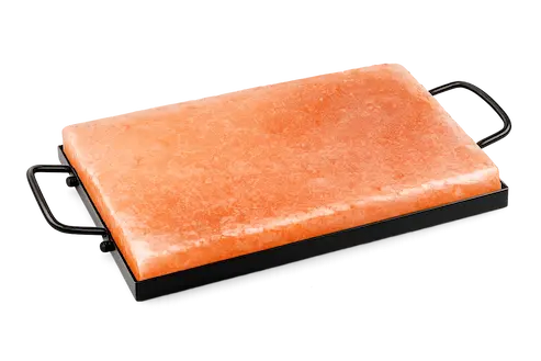 Himalayan Salt Cooking Block 30 x 20 x 4 cmon Iron Stand
