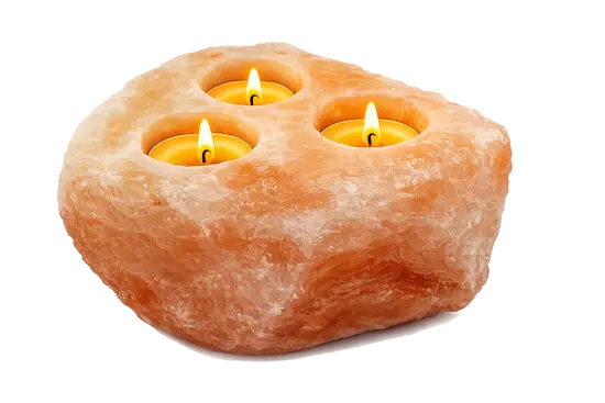 Three Tealight Himalayan Salt Candle Holder