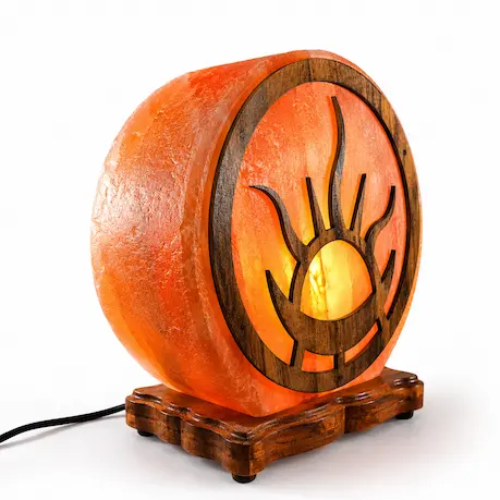 3D Engraved Himalayan Salt Lamp, Sun Design