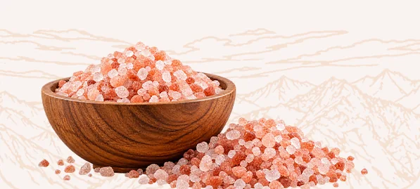 Himalayan pink salt in a wooden bowl